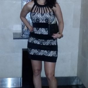 Sexy Dress alert~tan and black lace~ size 5
